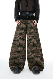 Camo Triple-Waist Wide-Leg Pants - My Store