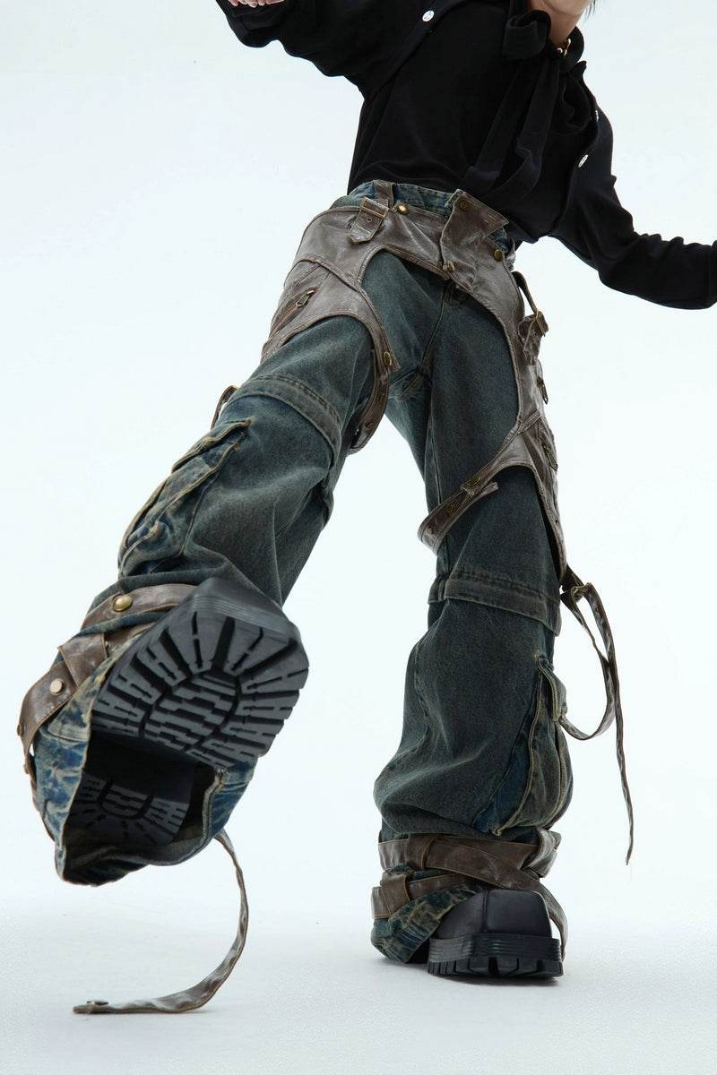 Detachable Patchwork Vintage Jeans - My Store