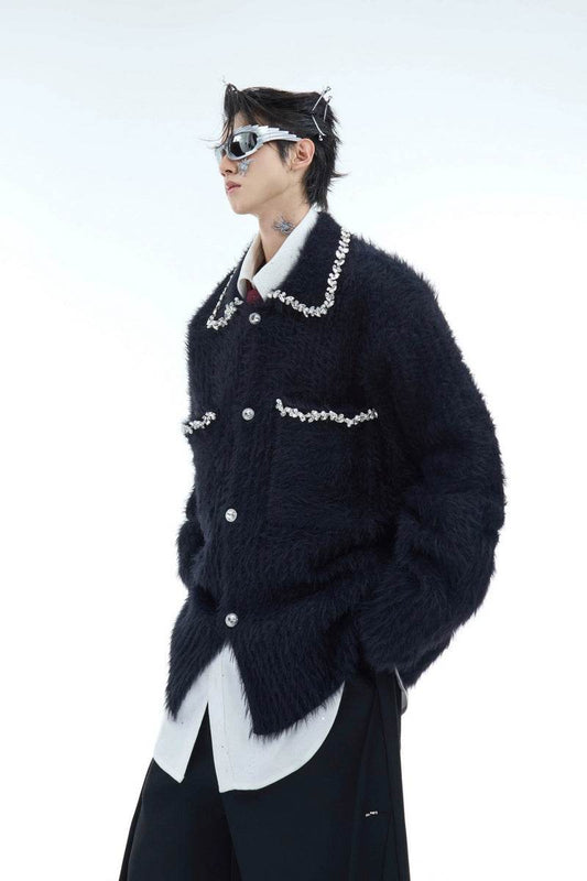 Luxury Rhinestone Faux Fur Cardigan - My Store