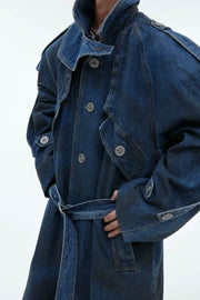 Washed Layered Padded Denim Coat - My Store