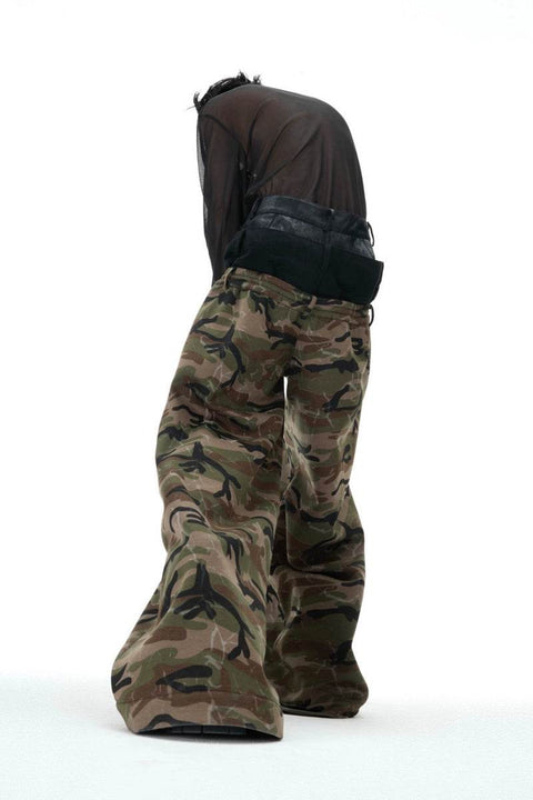 Camo Triple-Waist Wide-Leg Pants - My Store