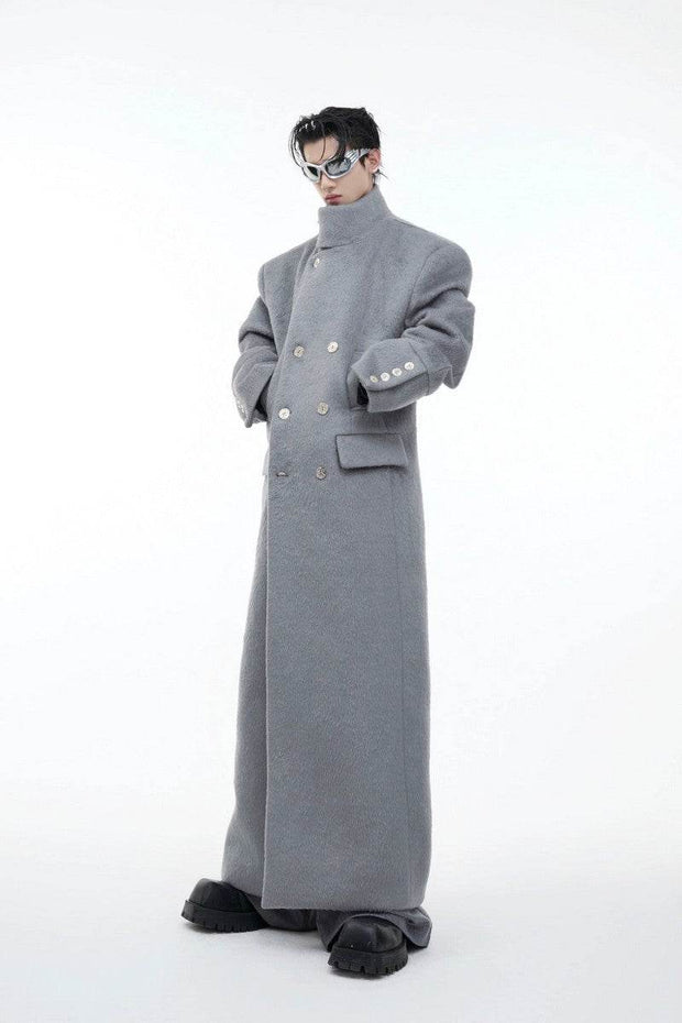 Metal Clasp Oversized Wool Overcoat - My Store