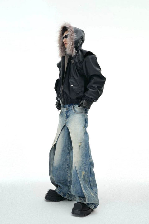 Layered Distressed Washed Blue Jeans - My Store