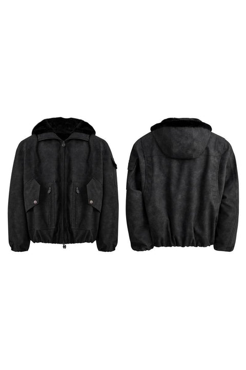 Reversible Distressed Hooded Jacket - My Store