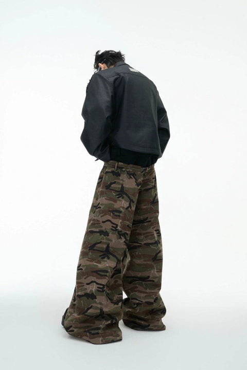 Camo Triple-Waist Wide-Leg Pants - My Store