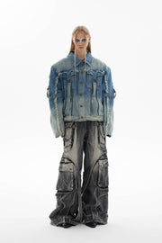 Distressed Gradient Denim Jacket - My Store