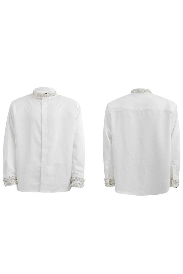 Rhinestone Satin Luxury Shirt - My Store