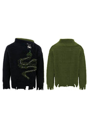 Pearl Snake Fleece Turtleneck Sweater - My Store