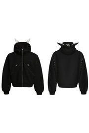 Dog Ears Studded Hoodie - My Store