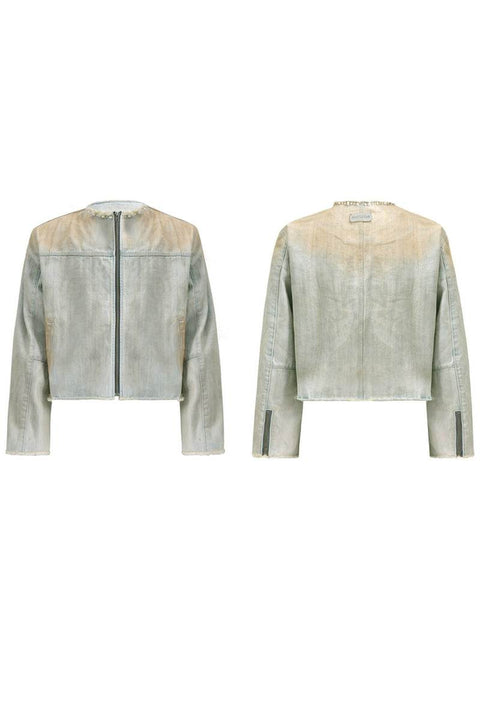 Pearl Accent Denim Jacket - My Store