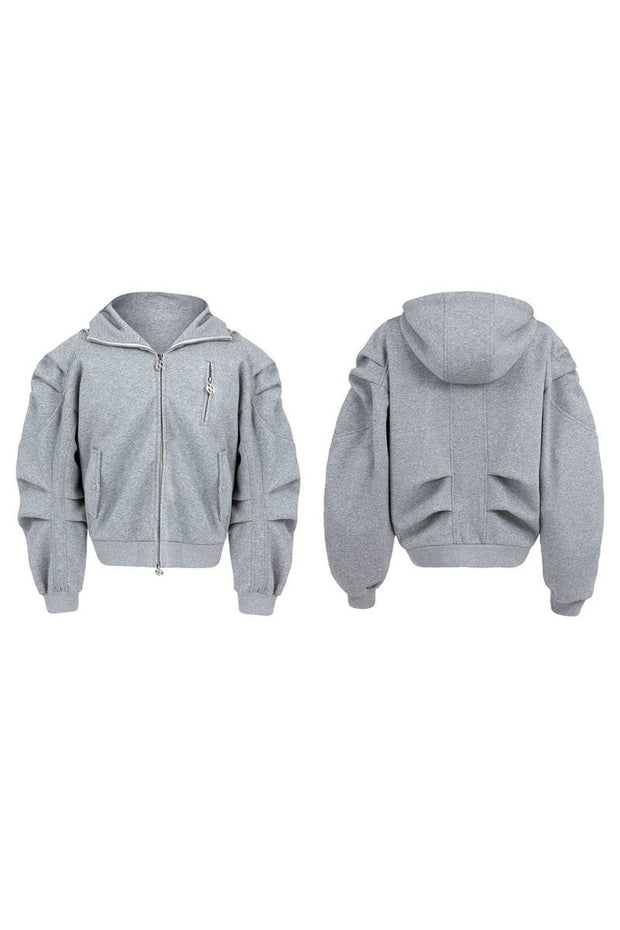 Wrinkled Effect Heavyweight Hooded Zip-Up - My Store