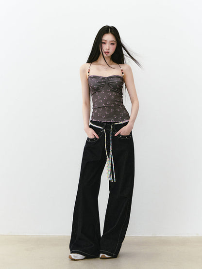 Irregular Wide-Leg Denim Pants