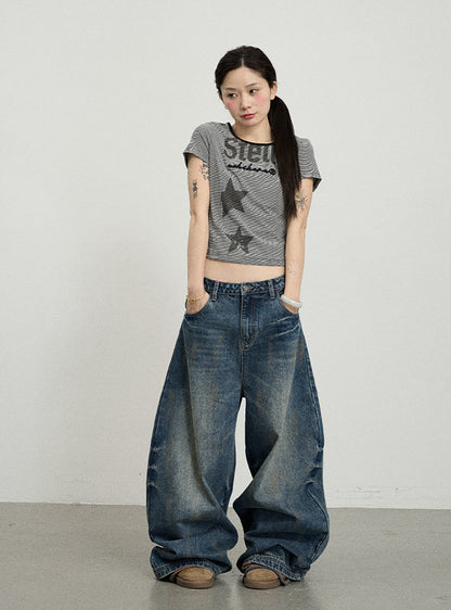 Star Point Slim Crop Short Sleeve T-Shirt (3color)