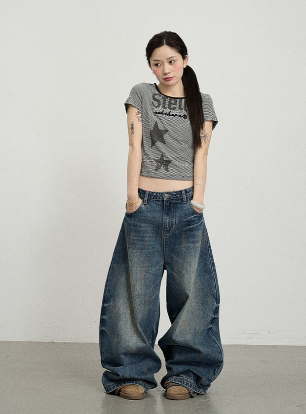 Star Point Slim Crop Short Sleeve T-Shirt (3color)