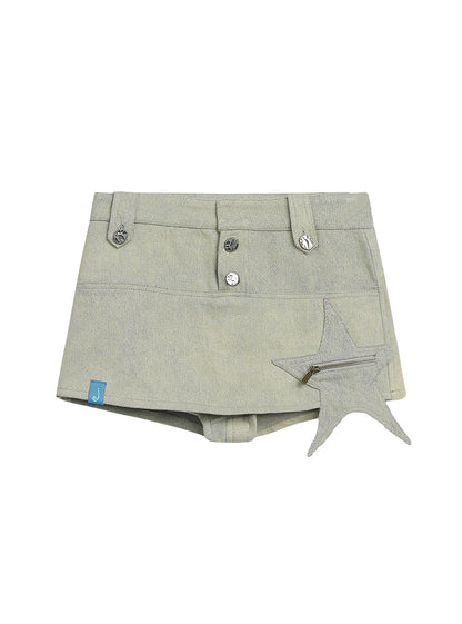 Star Patch Denim Skirt