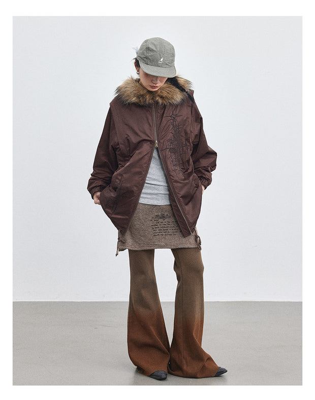 Fur Hood Quilting Half Jumper Jacket (2color)