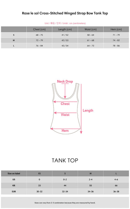 Cross-Stitched Winged Strap Bow Tank Top