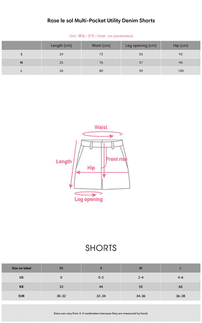 Multi-Pocket Utility Denim Shorts