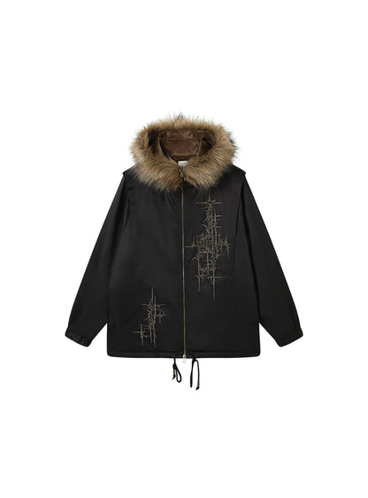 Fur Hood Quilting Half Jumper Jacket (2color)
