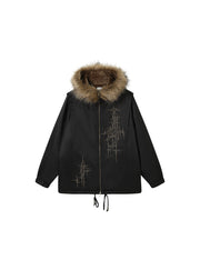 Fur Hood Quilting Half Jumper Jacket (2color)