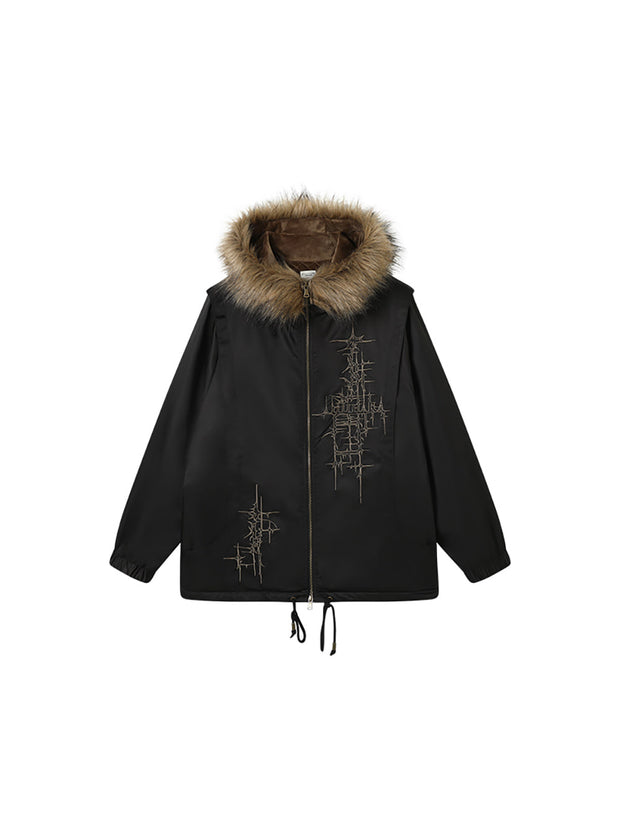 Fur Hood Quilting Half Jumper Jacket (2color)