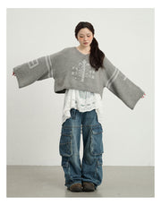Logo Wide Denim Cargo Jeans
