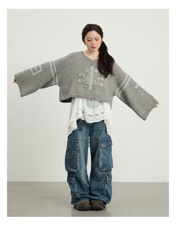 Logo Wide Denim Cargo Jeans