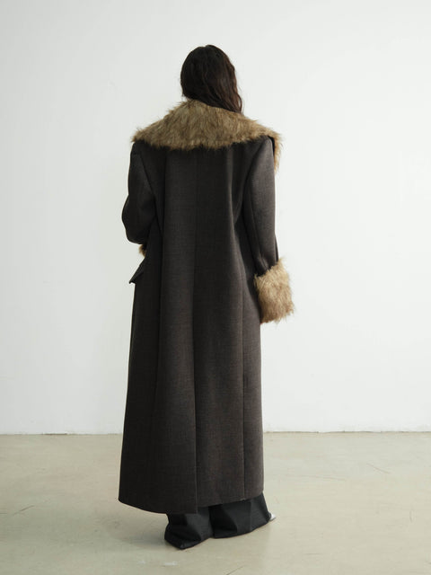 Long Leather Fur Collar Jacket - My Store