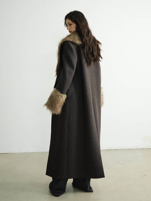 Long Leather Fur Collar Jacket - My Store