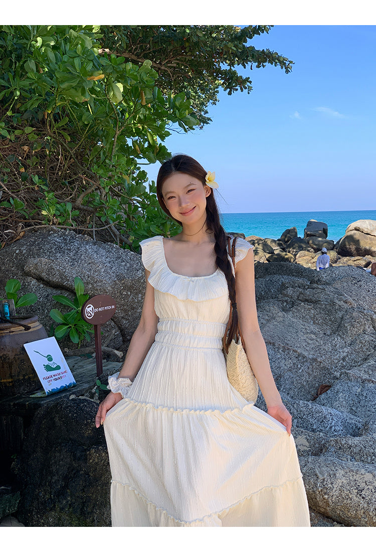 White Bow Backless Dress