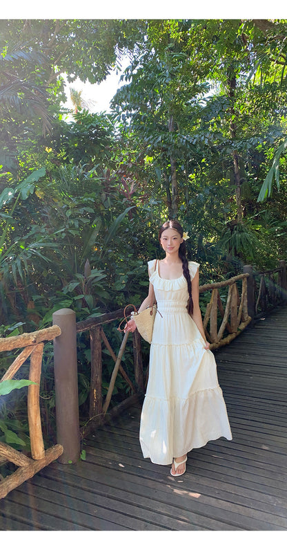 White Bow Backless Dress