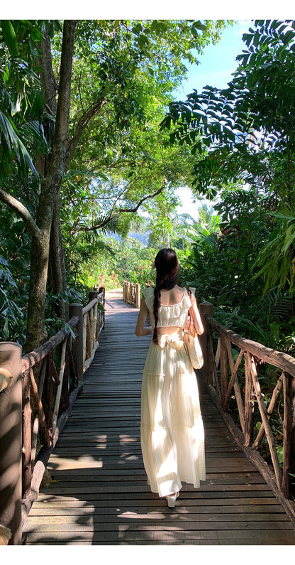 White Bow Backless Dress