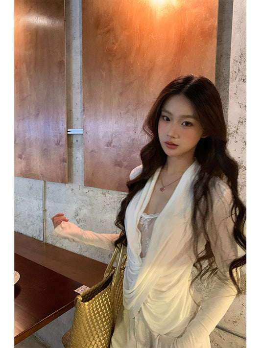 White Lace Long Sleeve Top