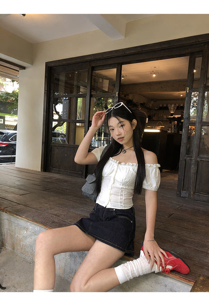 White Off Shoulder Blouse Top