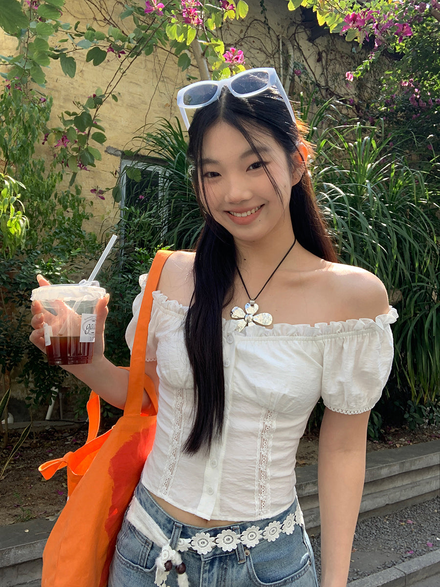 White Off Shoulder Blouse Top