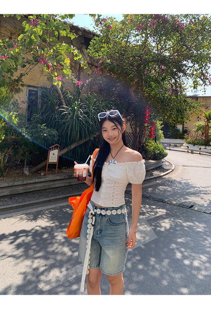 White Off Shoulder Blouse Top