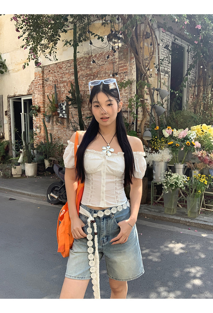 White Off Shoulder Blouse Top