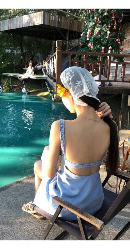 Blue Backless Dress
