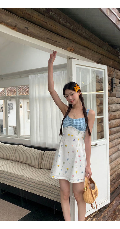 Floral Blue Trim Dress