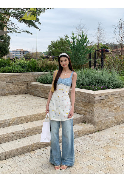 Floral Blue Trim Dress