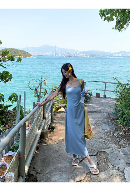 Yellow Flower Accent Blue Dress