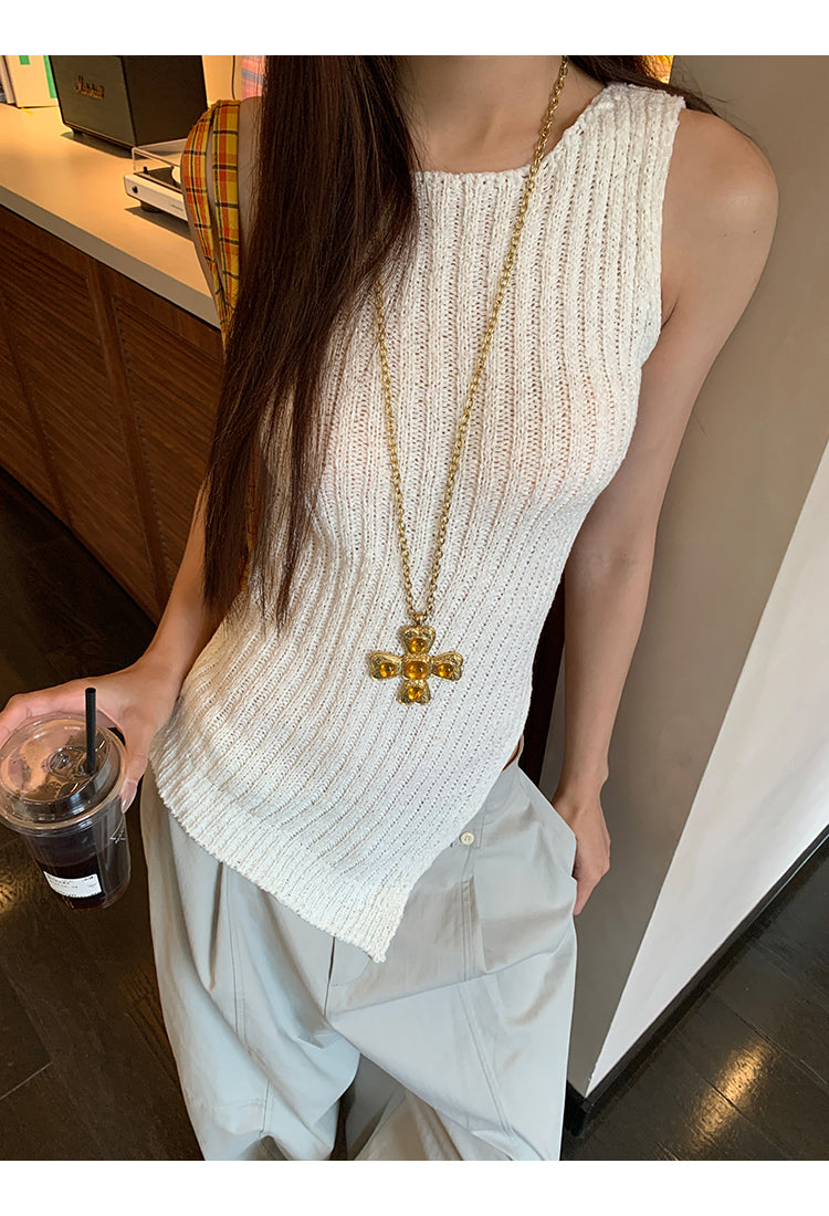Wool Asymmetrical Cut Top