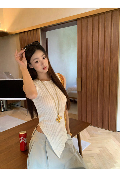 Wool Asymmetrical Cut Top