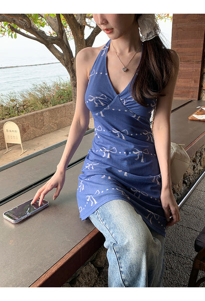 Blue Halter Dress