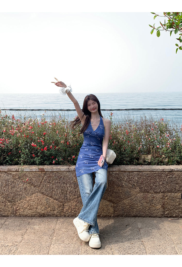 Blue Halter Dress