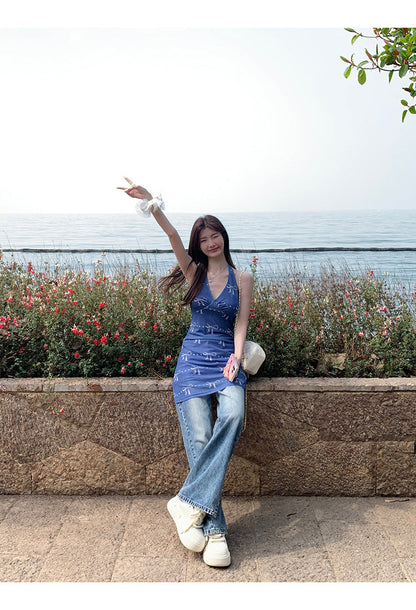 Blue Halter Dress