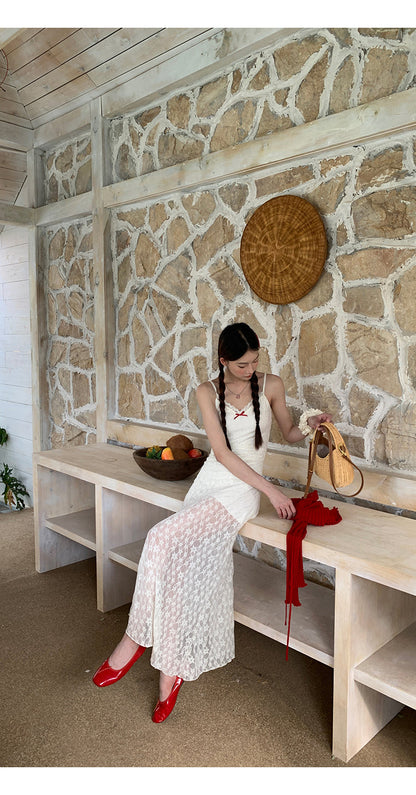 White Red Bow Dress