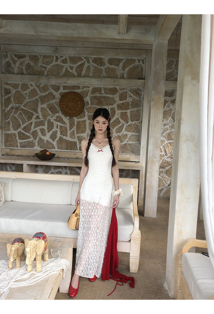 White Red Bow Dress