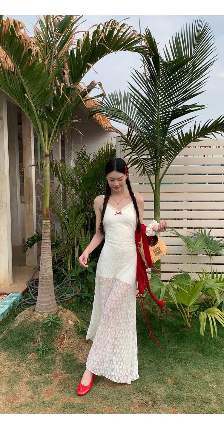 White Red Bow Dress
