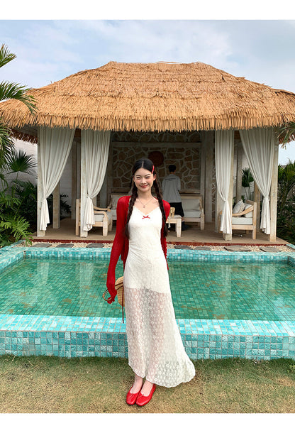 White Red Bow Dress